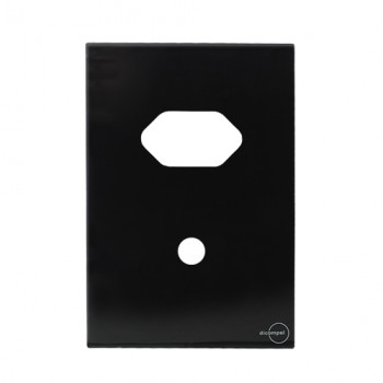 Placa p/ 1 Tomada + 1 Furo 4x2 - Novara Glass Preto Brilhante